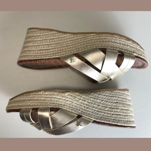 NWOT Sam Edelman Ramona Wedge Sandal - Gold - Picture 5 of 9